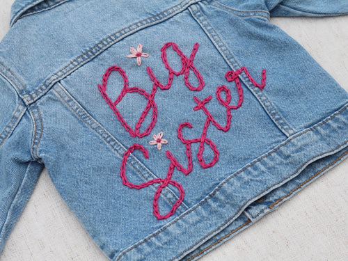 Big Bro Jacket for Baby Announcement Personalized Jean Jacket for Sister