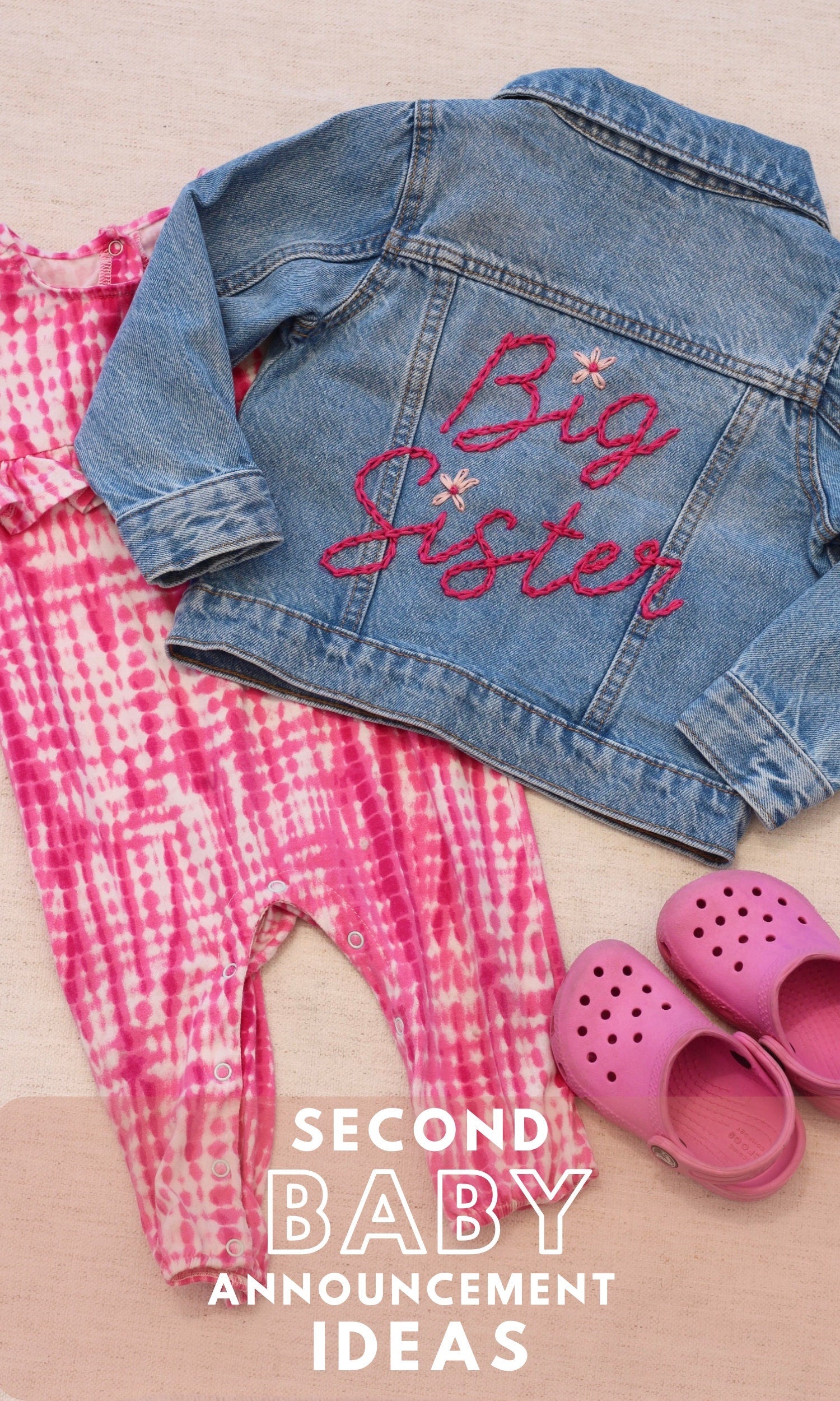 Big Sister Jacket with Big Sis Jean Jacket Baby Announcement Little Sister Denim Jacket Personalized Sister Gift Toddler Jacket Embroidered